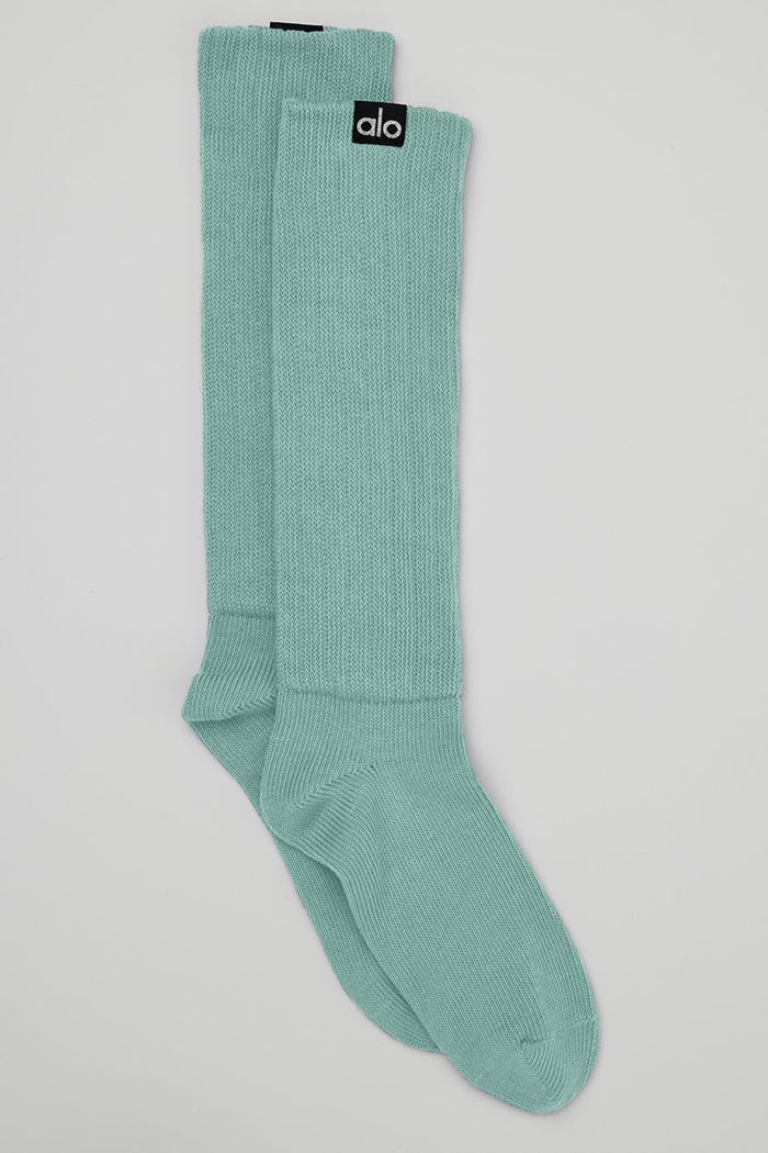 Calcetines Alo Yoga Scrunch Mujer Azules Claro | 147602PFM