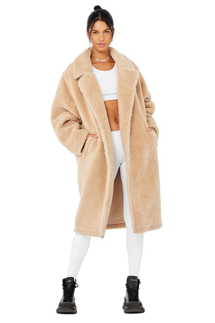 Coat Alo Yoga Oversized Sherpa Trench Mujer Marrom | 407825LBY