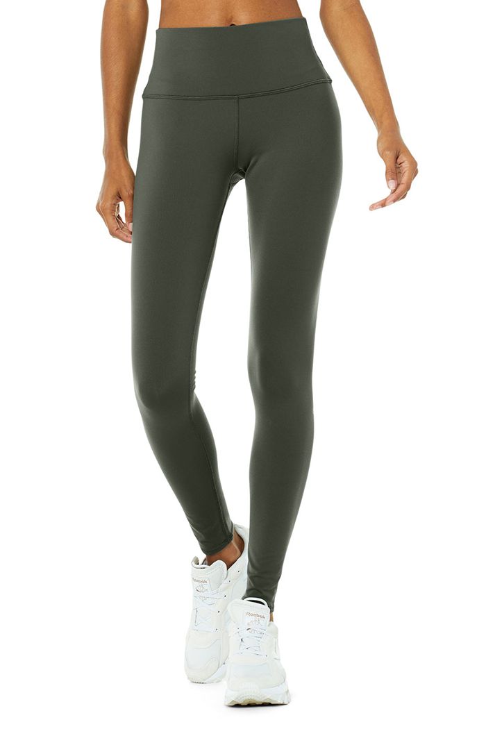 Leggins Alo Yoga High-Cintura Airbrush Mujer Verdes Oscuro | 079281PLD