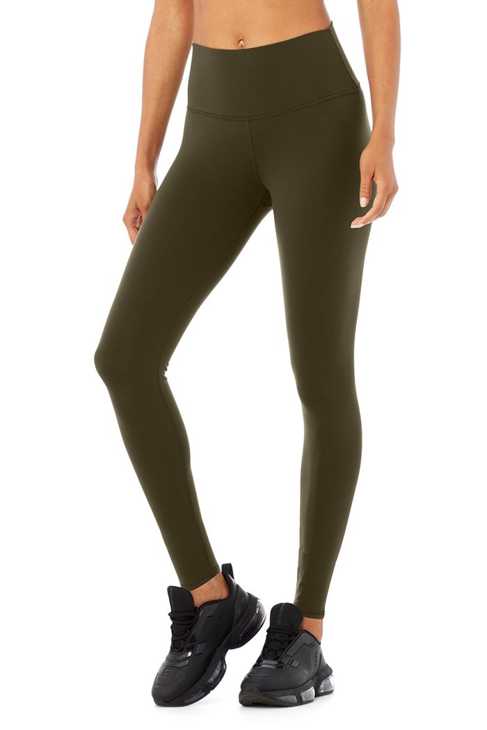 Leggins Alo Yoga High-Cintura Airbrush Mujer Verde Oliva Oscuro | 837160XTZ