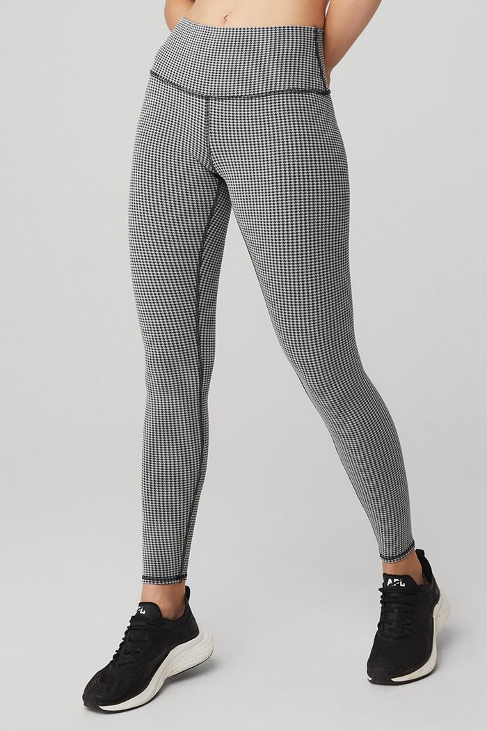 Leggins Alo Yoga High-Cintura Micro Houndstooth Mujer Blancos | 237986RQV