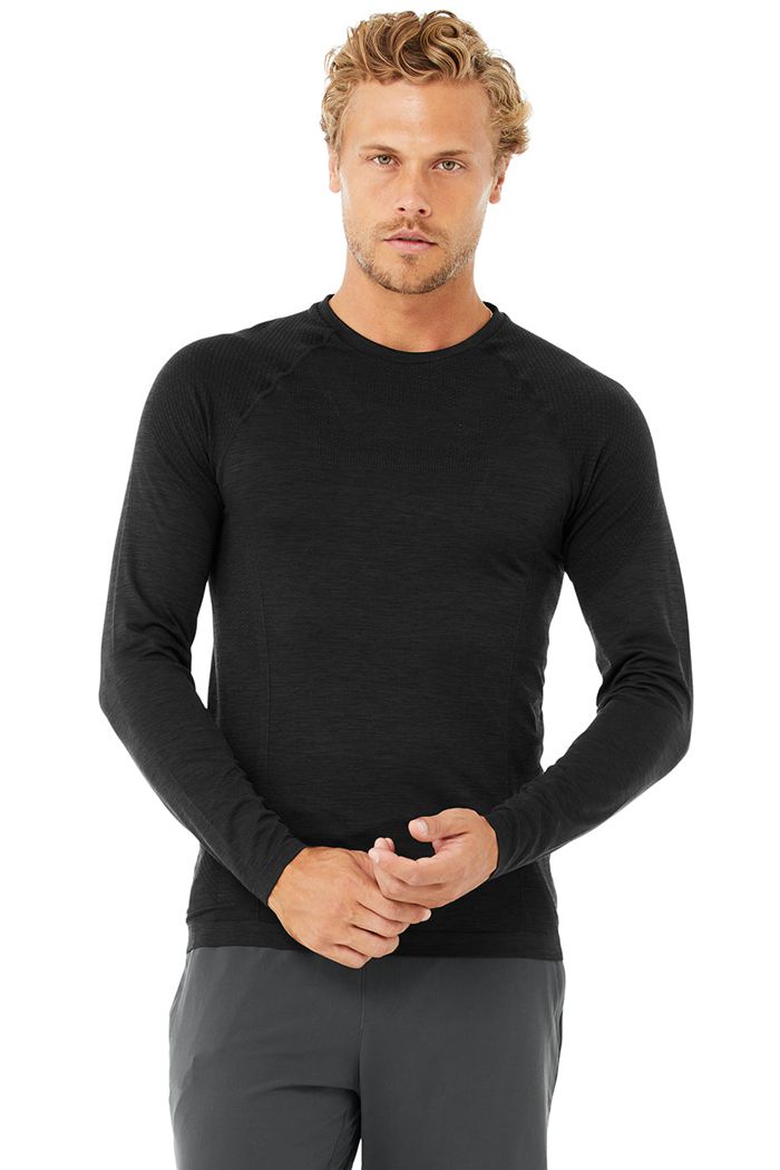 Long Sleeve Alo Yoga Amplify Seamless Hombre Negros | 048762TEK