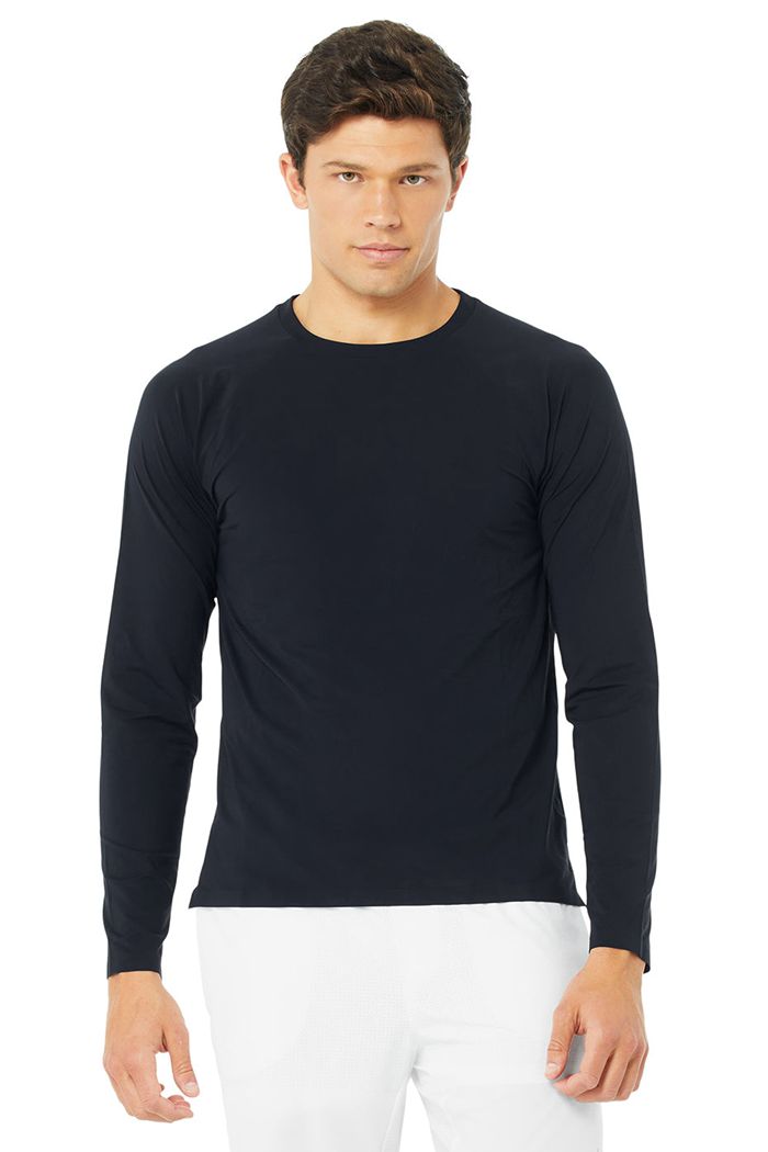 Long Sleeve Alo Yoga Idol Performance Tee Hombre Azul Marino | 726043GOC