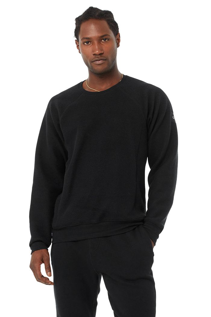 Long Sleeve Alo Yoga Triumph Crew Neck Sweatshirt Hombre Negros | 648702WXD