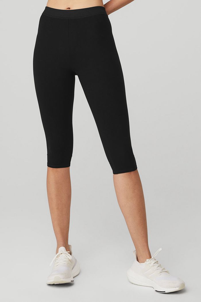 Pantalones Alo Yoga Alosoft High-Cintura Iconic 90's Capri Mujer Negros | 387564DCU