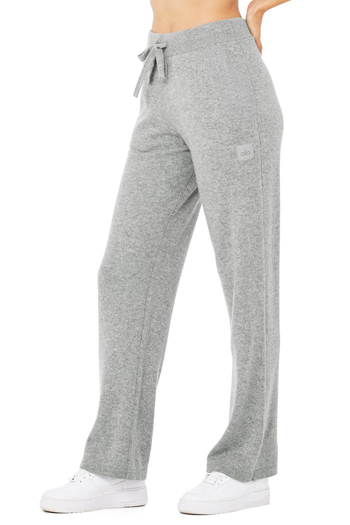 Pantalones Alo Yoga Cashmere High-Cintura Jet Set Anchos Leg Mujer Grises | 672819ZCM