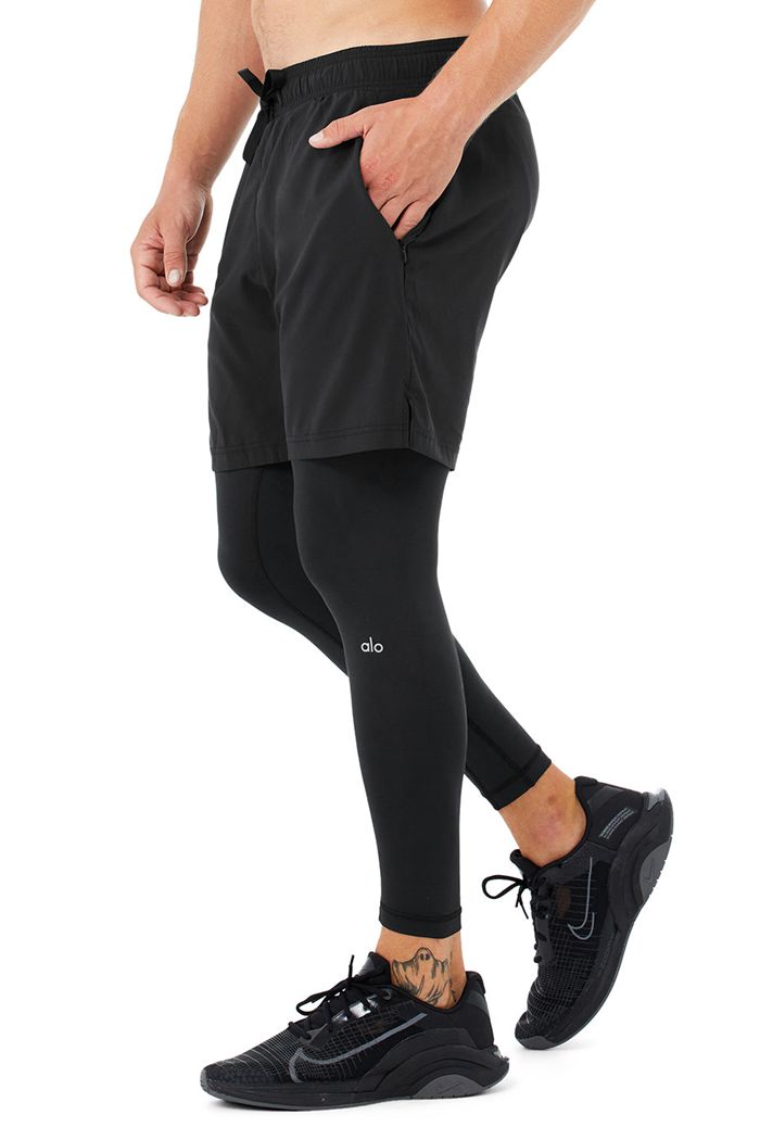 Pantalones Alo Yoga Estabilidade 2-In-1 Hombre Negros | 504126PMU