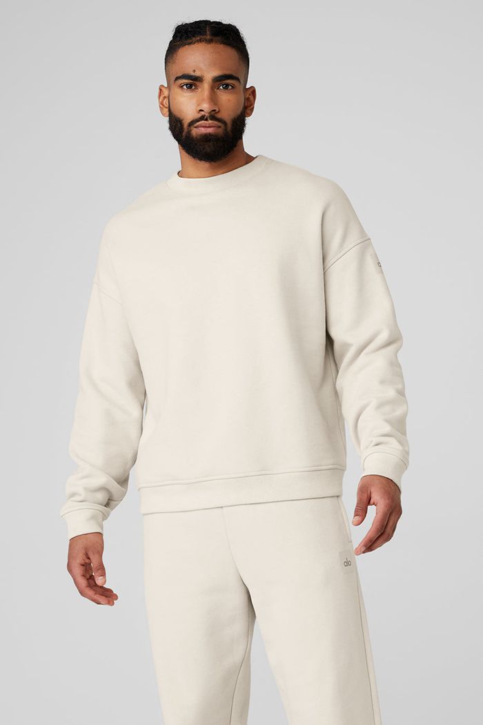 Pullover Alo Yoga Renown Crew Neck Hombre Beige | 481596YHO