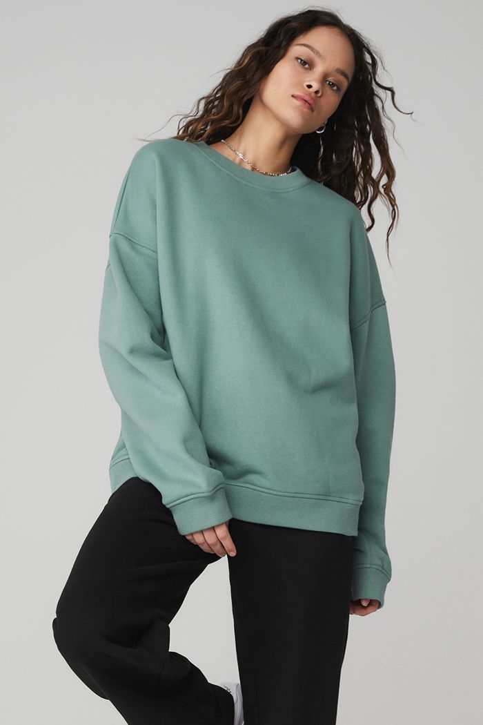 Pullover Alo Yoga Renown Crew Neck Mujer Azules | 085271RUZ