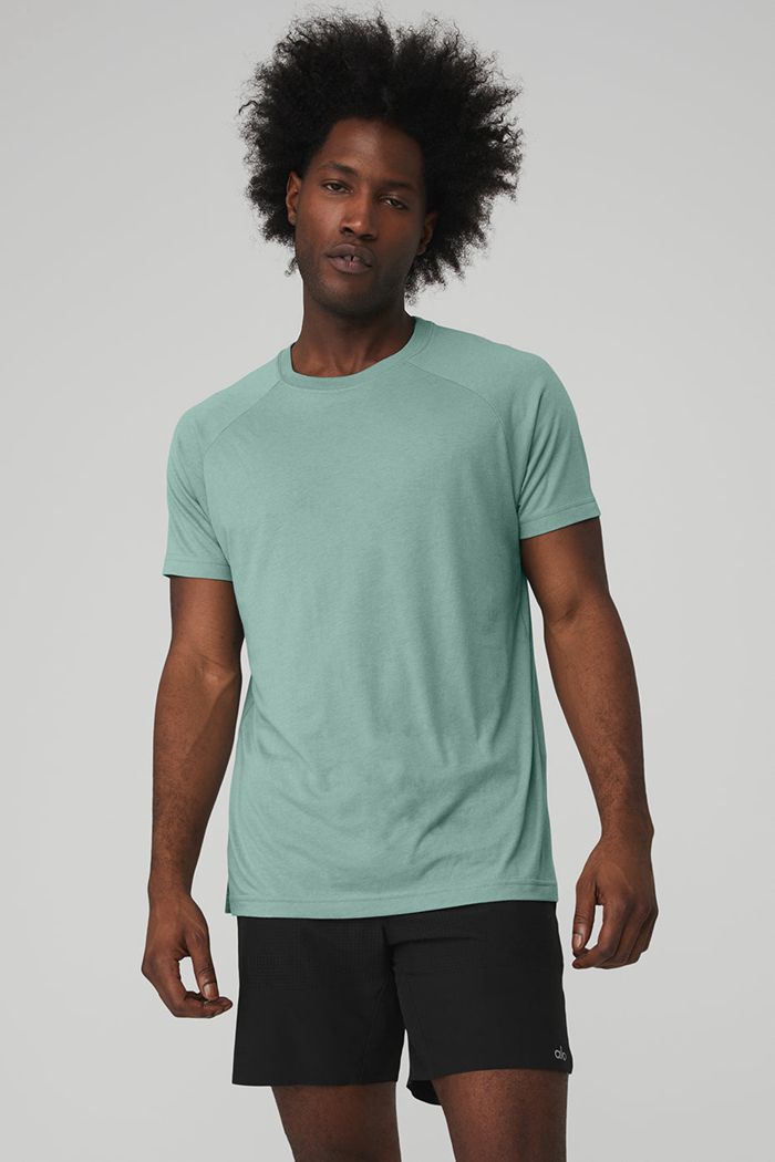 Short Sleeve Alo Yoga The Triumph Crew Neck Tee Hombre Azules | 174506UQW