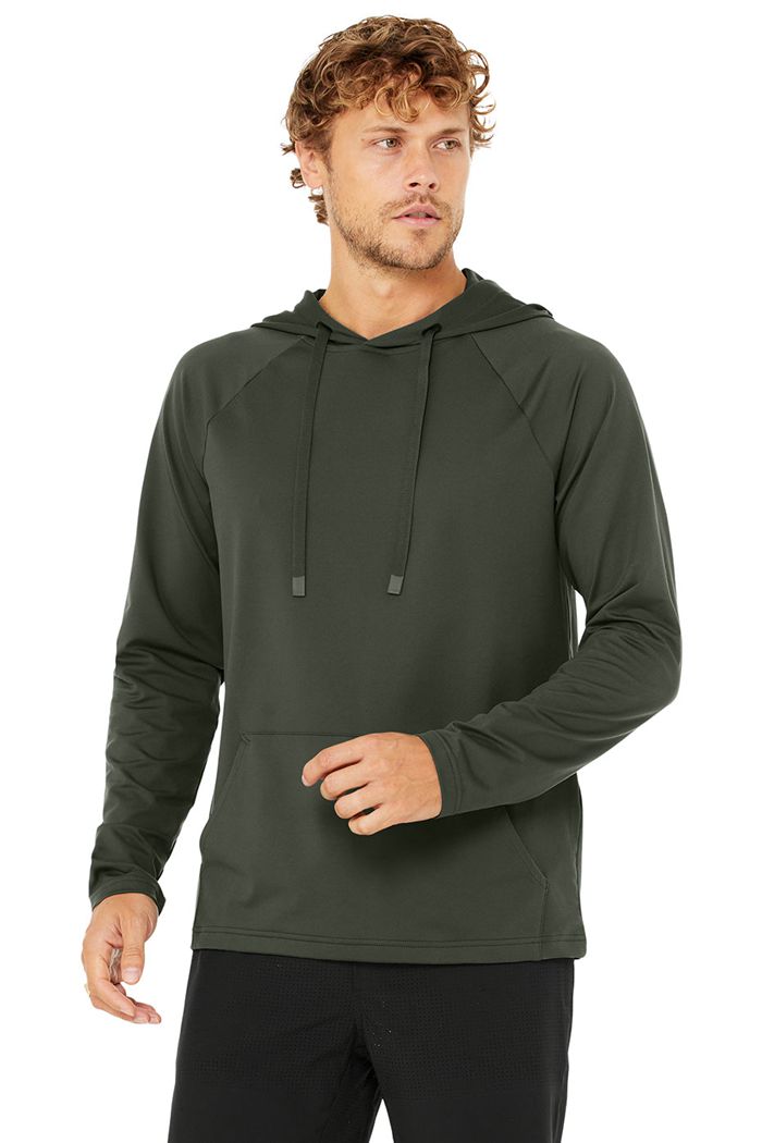 Sudadera Con Capucha Alo Yoga The Conquer Hombre Verdes Oscuro | 251083GTI