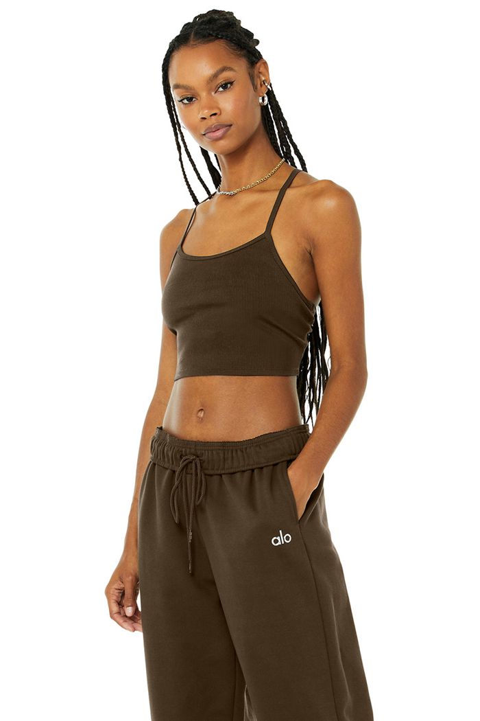 Tank Tops Alo Yoga Alosoft Ribbed Crop Calm Mujer Negros | 430216QIS