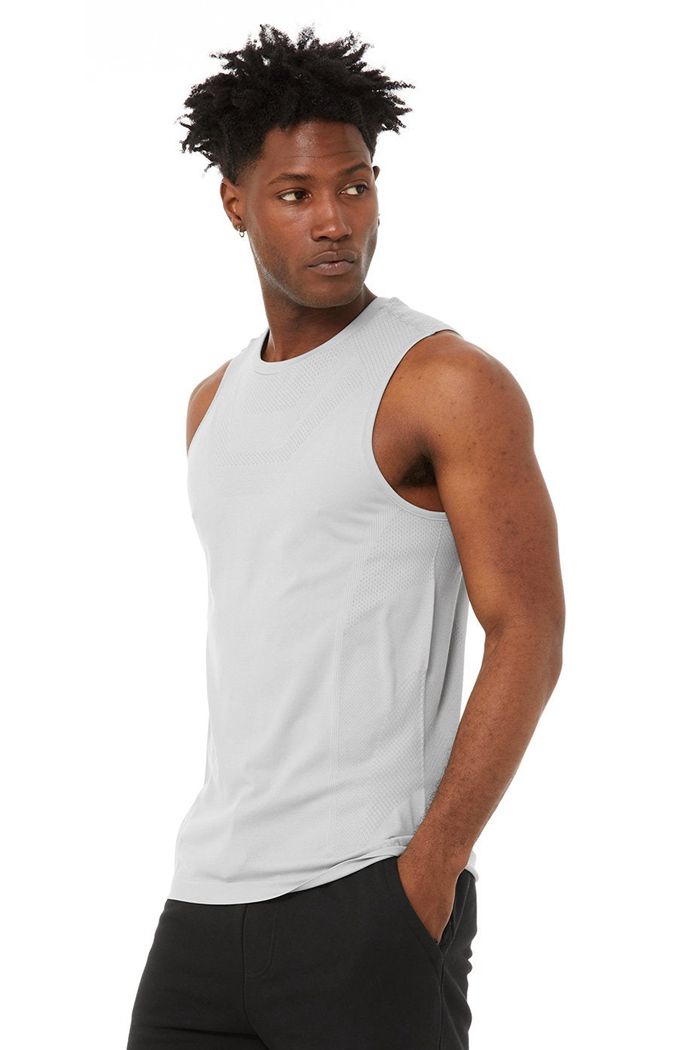 Tank Tops Alo Yoga Amplify Seamless Muscle Hombre Grises | 769248VTU