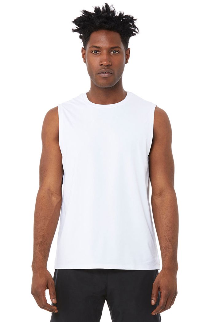 Tank Tops Alo Yoga Idol Performance Hombre Blancos | 890316CWJ