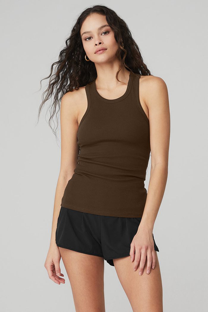 Tank Tops Alo Yoga Ribbed Aspire Full Length Mujer Negros | 812764ECG