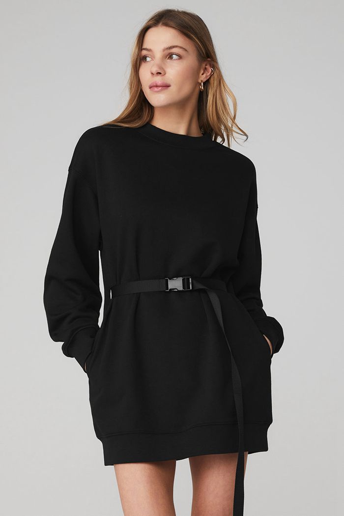 Vestido Alo Yoga Cityscape Sweatshirt Mujer Negros | 074865SLE