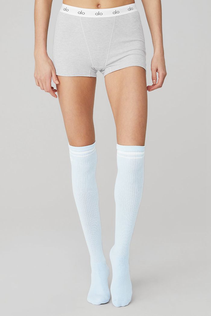 Calcetines Alo Yoga Knee-High Throwback Mujer Azules Blancos | 178642PHD