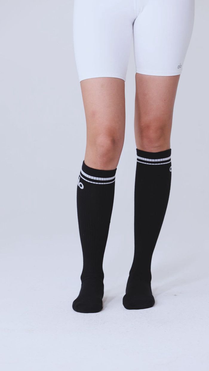 Calcetines Alo Yoga Knee-High Throwback Mujer Negros Blancos | 214653JSV