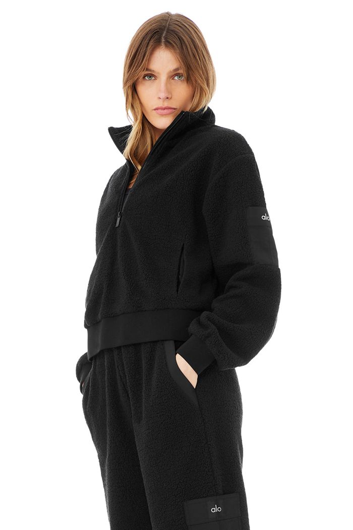 Chaquetas Alo Yoga Micro Sherpa Solstice Mujer Negros | 704956YEH