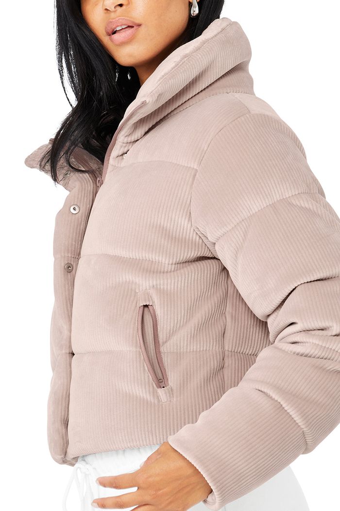 Chaquetas Alo Yoga Ribbed Velour Gold Rush Puffer Mujer Rosas | 957124FEO