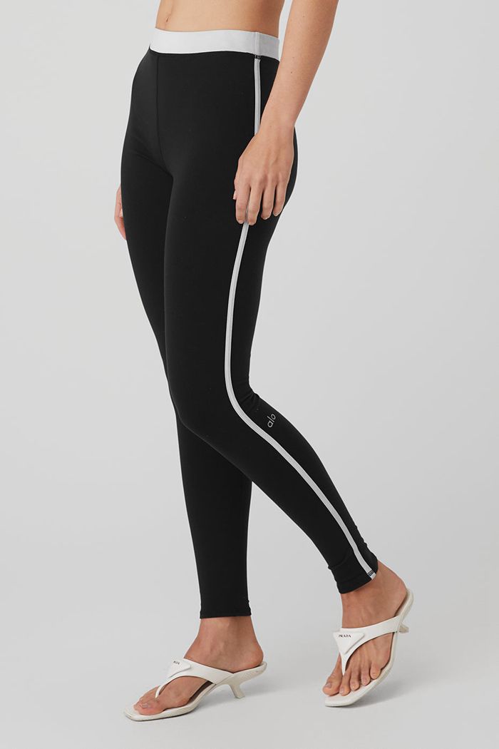 Leggins Alo Yoga Airbrush High-Cintura Stream Forro Mujer Negros Blancos | 431726MVG