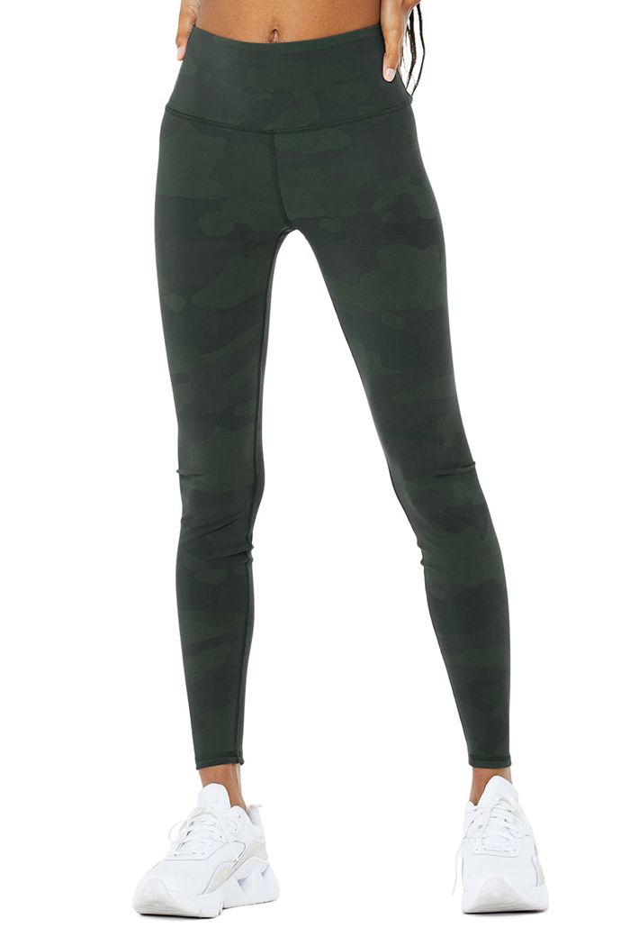 Leggins Alo Yoga High-Cintura Camo Vapor Mujer Negros | 819746NBS