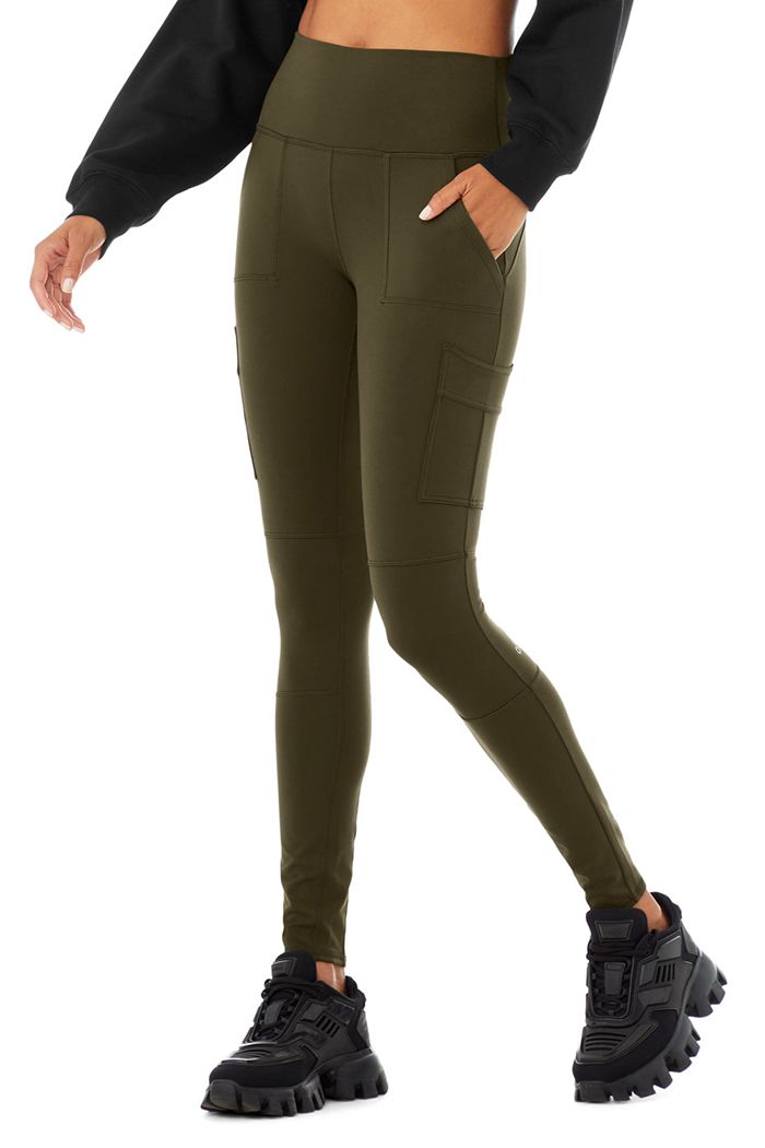 Leggins Alo Yoga High-Cintura Cargo Mujer Verde Oliva Oscuro | 609534VUL