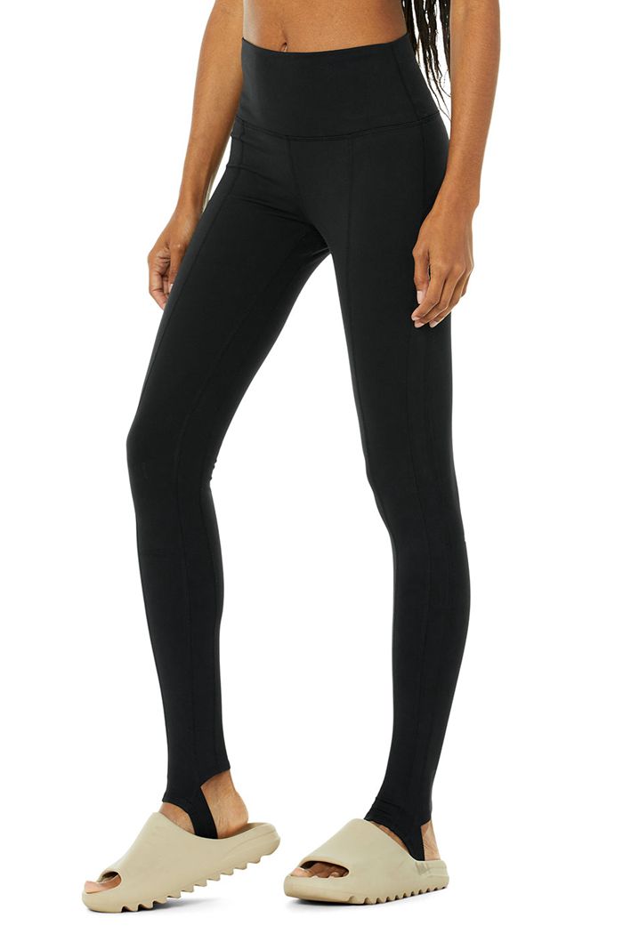 Leggins Alo Yoga High-Cintura Invierno Warmth Plush Stirrup Mujer Negros | 426091FAZ