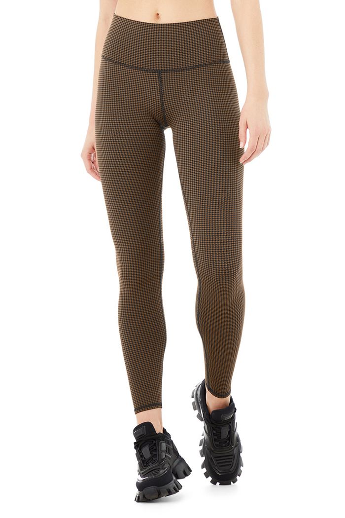 Leggins Alo Yoga High-Cintura Micro Houndstooth Mujer Negros | 528169KMY