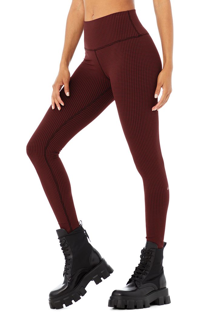 Leggins Alo Yoga High-Cintura Micro Houndstooth Mujer Negros | 730512HNG