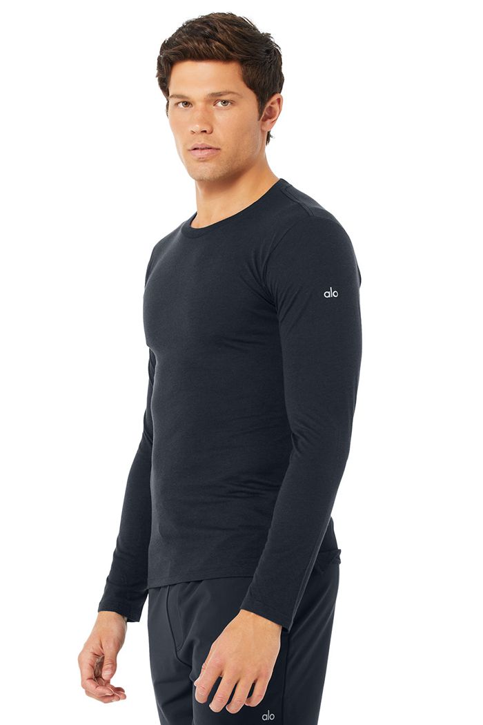 Long Sleeve Alo Yoga Airwave Hombre Azul Marino | 951432IAJ