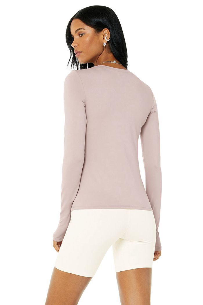 Long Sleeve Alo Yoga Alosoft Finesse Mujer Rosas | 142075ZGT