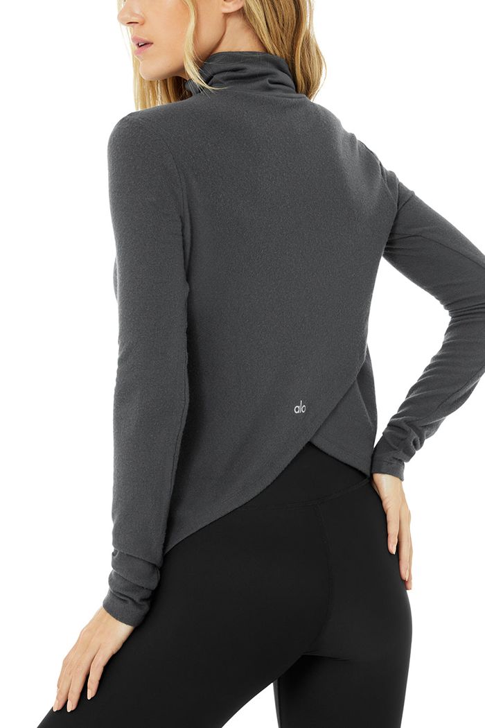 Long Sleeve Alo Yoga Embrace Mujer Grises Oscuro | 193724EKL