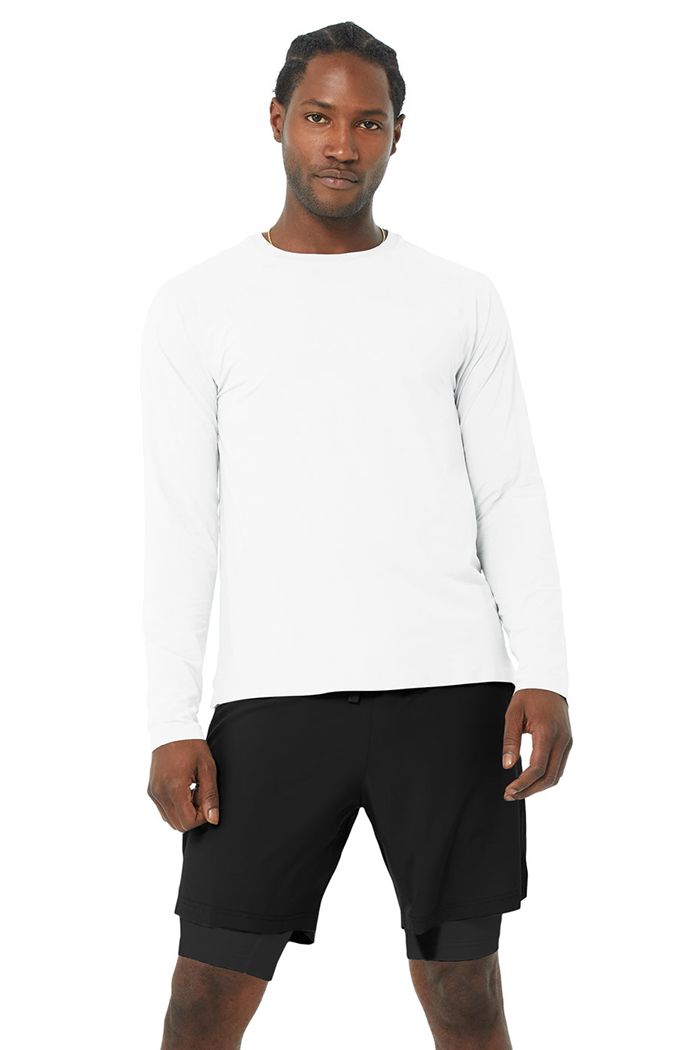 Long Sleeve Alo Yoga Idol Performance Tee Hombre Blancos | 175306BNO