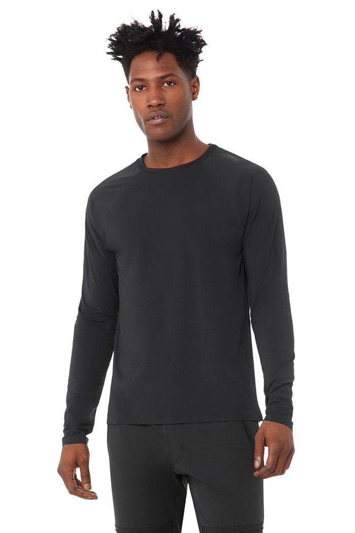 Long Sleeve Alo Yoga Idol Performance Tee Hombre Negros | 298301NVB