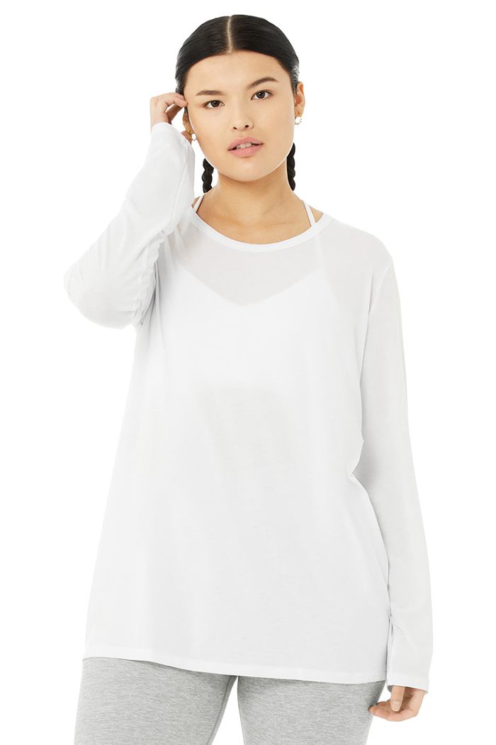 Long Sleeve Alo Yoga Motion Mujer Blancos | 274936SZJ