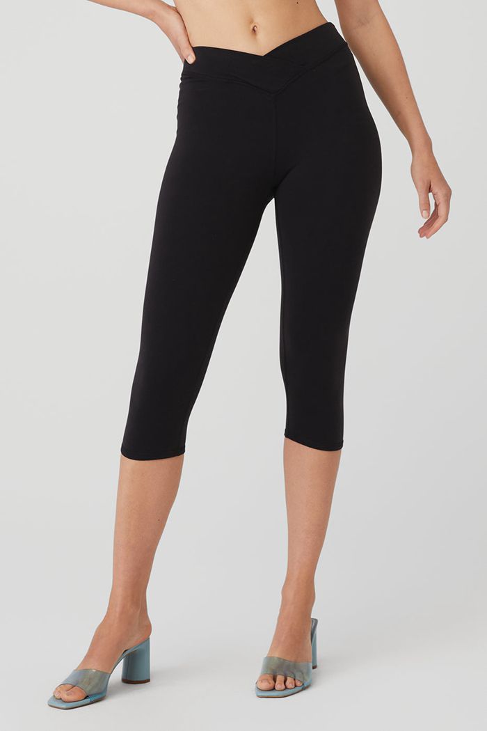 Pantalones Alo Yoga Airbrush V-Cut Define Capri Mujer Negros | 912865XHV