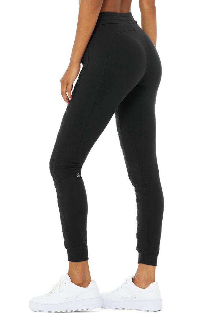 Pantalones Alo Yoga High-Cintura Moto Puffer Mujer Negros | 549318MRG