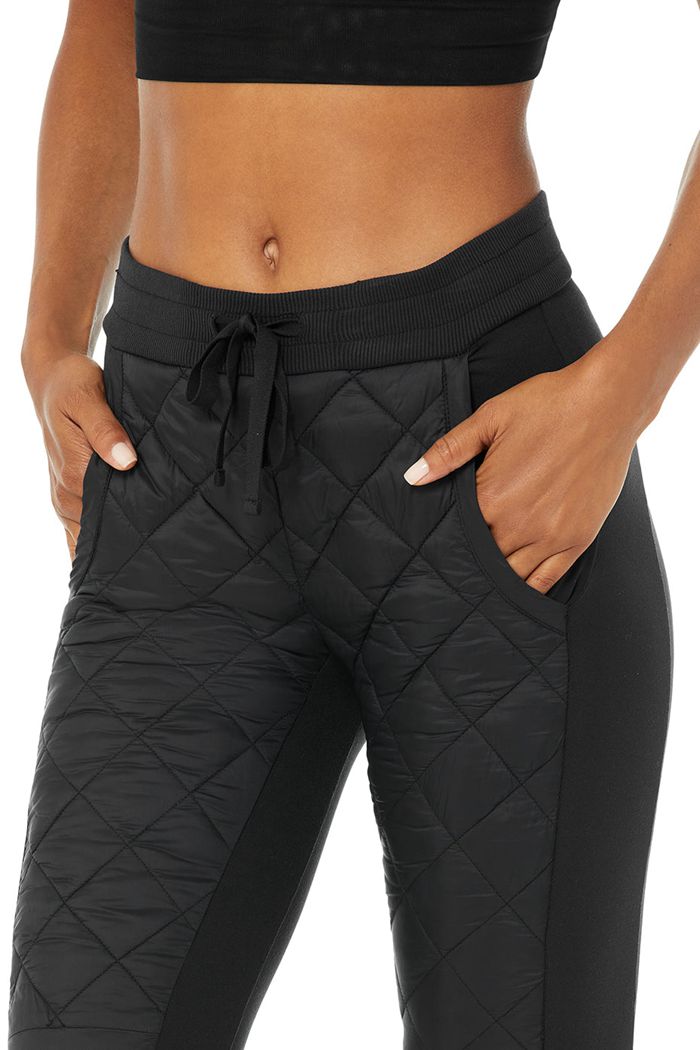 Pantalones Alo Yoga High-Cintura Moto Puffer Mujer Negros | 549318MRG