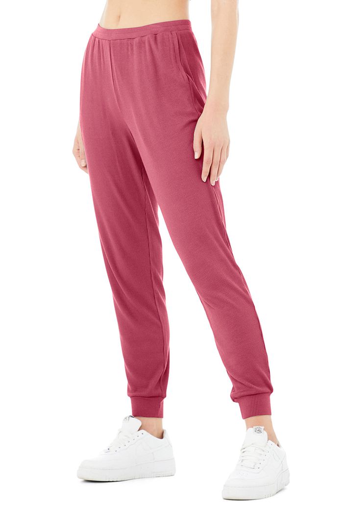 Pantalones Alo Yoga High-Cintura Ribbed Whisper Mujer Morados | 789014WAN