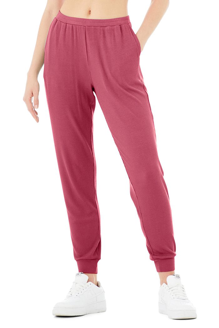 Pantalones Alo Yoga High-Cintura Ribbed Whisper Mujer Morados | 789014WAN