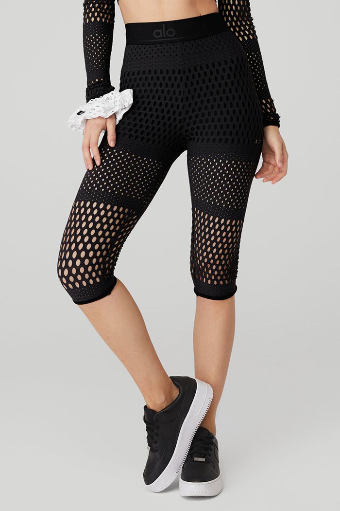 Pantalones Alo Yoga Mesh High-Cintura Haute Summer Capri Mujer Negros | 042513CID