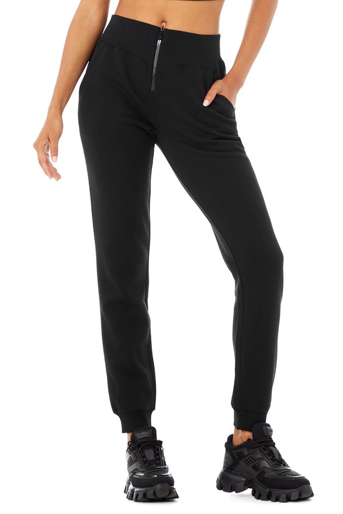 Pantalones Alo Yoga Slick Zip Front Sweat Mujer Negros | 426958WVY