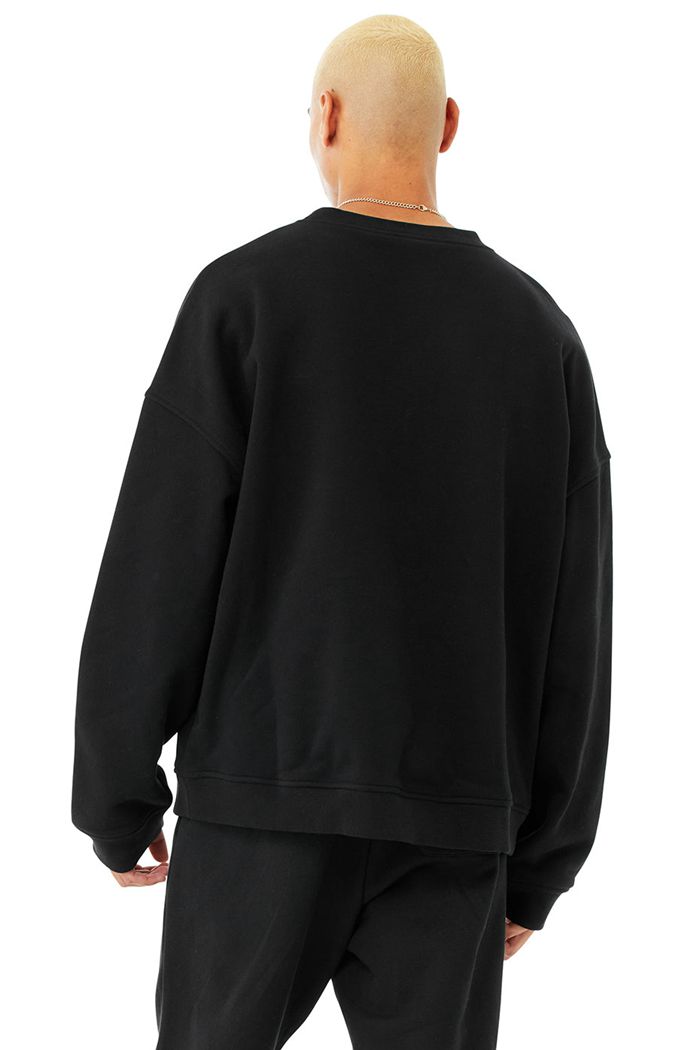 Pullover Alo Yoga Renown Heavy Weight Emblem Crew Neck Hombre Negros | 168754LKC