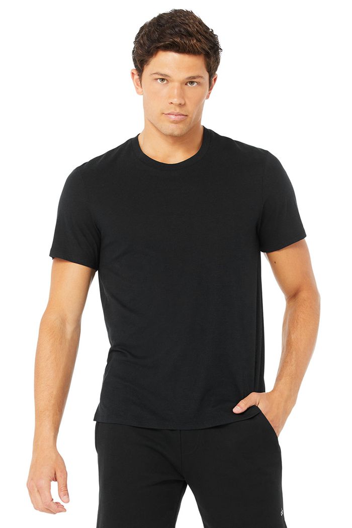 Short Sleeve Alo Yoga Airwave Tee Hombre Negros | 285196RDW