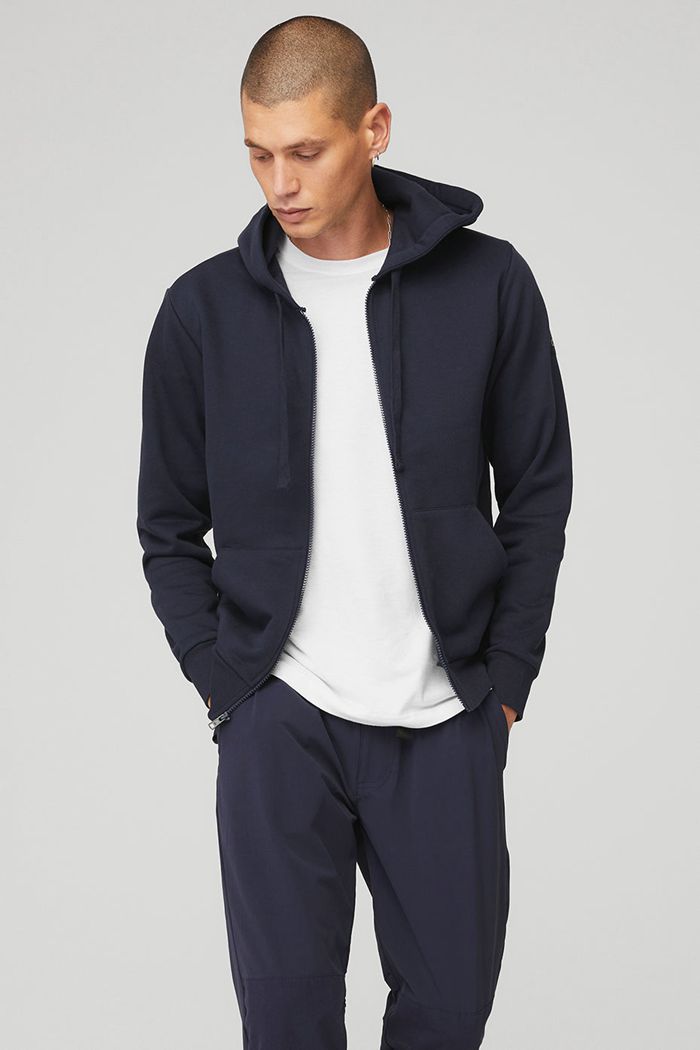 Sudadera Con Capucha Alo Yoga Everyday Full Zip Hombre Negros | 072485XAL