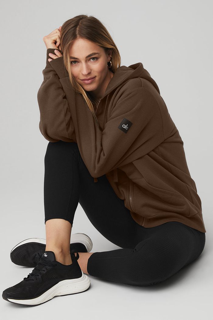 Sudadera Con Capucha Alo Yoga Everyday Full Zip Mujer Negros | 073265YTJ