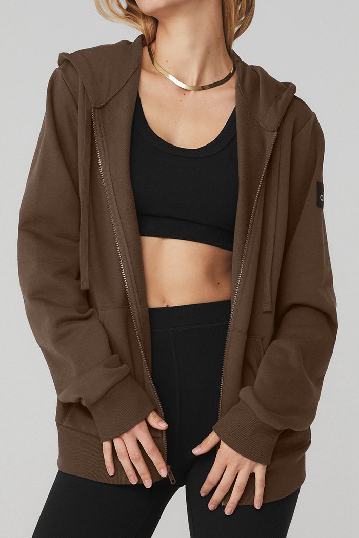 Sudadera Con Capucha Alo Yoga Everyday Full Zip Mujer Negros | 073265YTJ