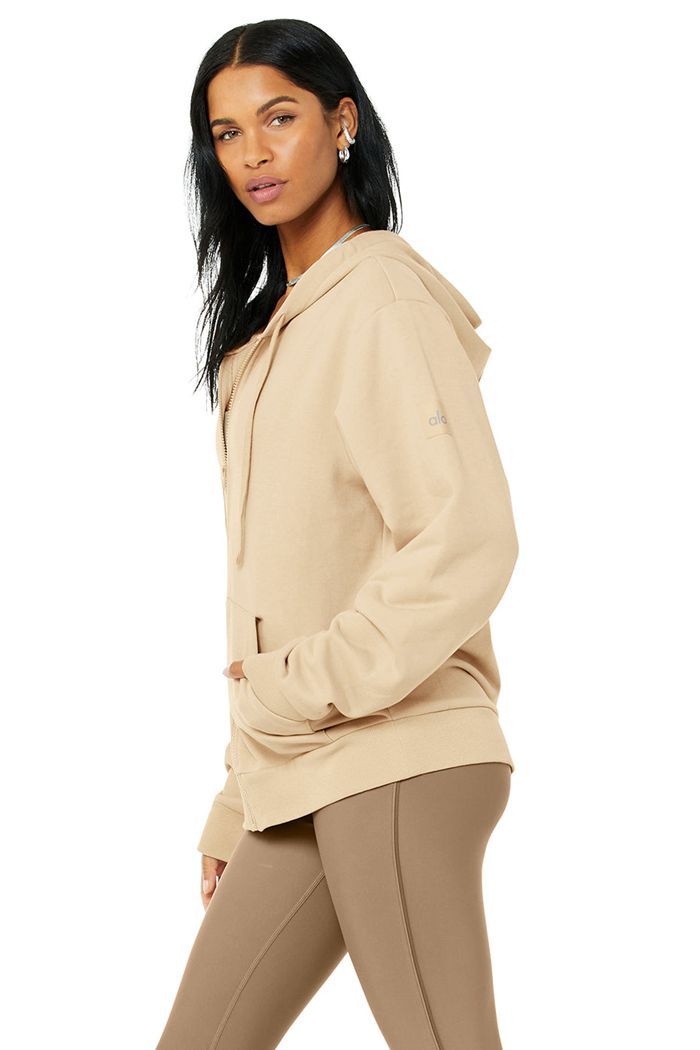 Sudadera Con Capucha Alo Yoga Everyday Full Zip Mujer Marrom | 572891DJS