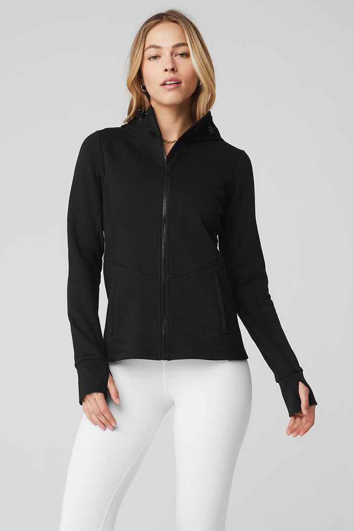 Sudadera Con Capucha Alo Yoga Foundation Zip Mujer Negros | 974805GLE